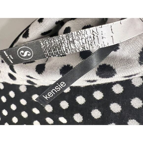 KENSIE Polka Dot Black/White Lightweight Sweater Sz Sm - Picture 3 of 5